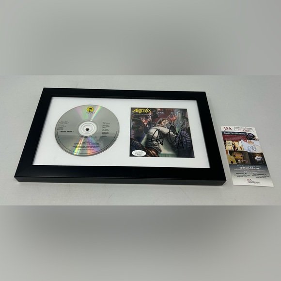 Anthrax signed Spreading The Disease CD Cover Framed JSA COA